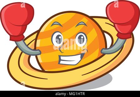 Boxing Planeten saturnus Charakter Cartoon Stock Vektor