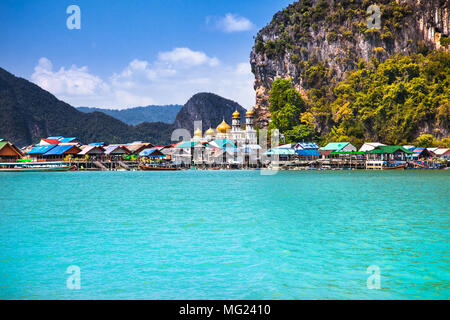 Koh Panyi oder Panyee, muslimischen Fischerdorf in der Bucht von Phang Nga. Thailand. Stockfoto