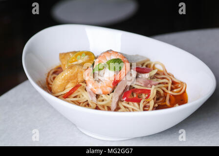 Garnelen Nudeln - Malaysian food spicy Nudeln. Stockfoto