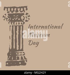 Internationalen Museumstag. Das Konzept der Veranstaltung. 18. Mai. Antike römische Säule. Beige Hintergrund Stock Vektor