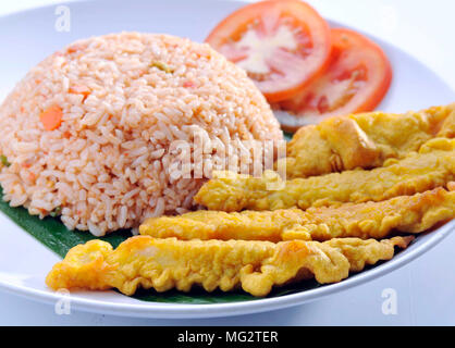 Gebratener Reis. Teil einer Serie von neun asiatischen Speisen. Stockfoto