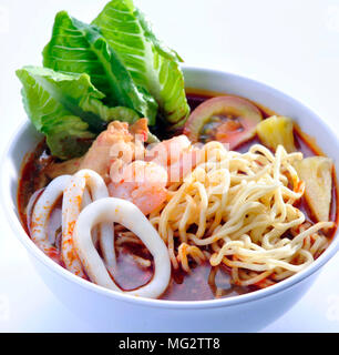 Garnelen Nudeln - Malaysian food spicy Nudeln Stockfoto