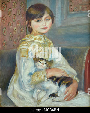 Mädchen mit Katze von Pierre Auguste Renoir Stockfoto