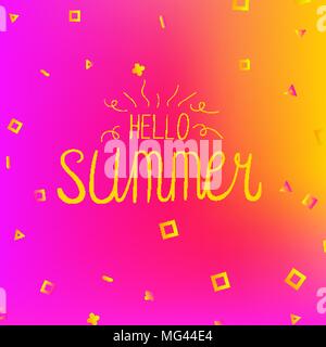 Helle Memphis Hallo Sommer Card Design vorlage Stock Vektor