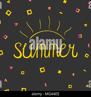 Sommer logo Illustration. Helle mamphis Sommer Hintergrund Stock Vektor