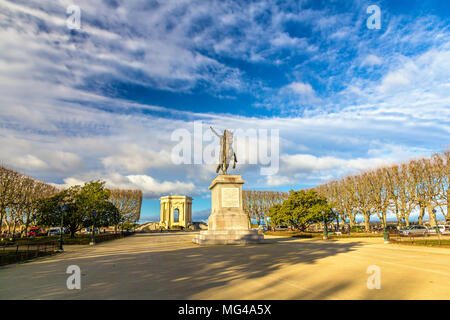 Statue von Louis XIV auf der Promenade du Peyrou in Montpellier, F Stockfoto