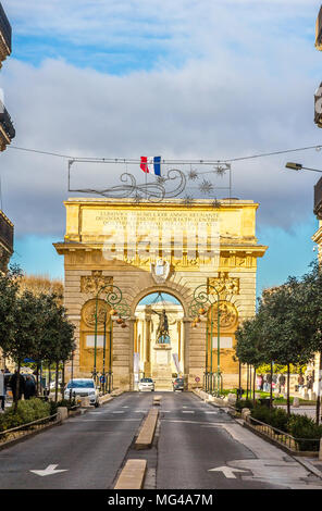 Porte du Peyrou, ein Triumphbogen in Montpellier - Frankreich Stockfoto