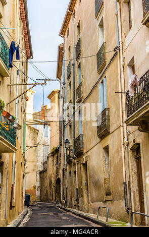 Straße in der Altstadt von Beziers - Frankreich Stockfoto