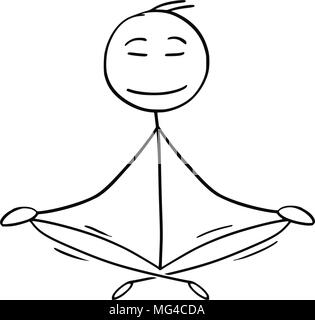 Cartoon von Mann oder Geschäftsmann in Yoga Lotus Position für Entspannung und Meditation Stock Vektor