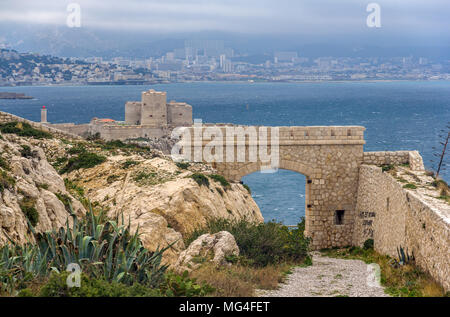 Alte Burg auf Frioul Insel in der Nähe von Marseille, Frankreich Stockfoto