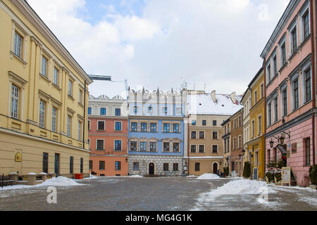 LUBLIN, Polen - Januar 17, 2018: Rynek Platz in der Altstadt von Lublin Stockfoto