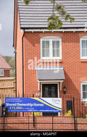 Gemeinsame Verantwortung mit einem neuen Gehäuse Entwicklung von Bovis Homes auf ehemaligen grünen Land, Redditch, Worcestershire, England, UK. Stockfoto