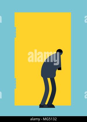 Der Mensch sieht in Schlüsselloch. Guy Spione auf Schlüsselloch. Vector Illustration Stock Vektor