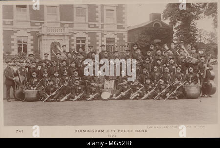 Echten photographische Postkarte von Birmingham City Polizei Band 1924 Stockfoto