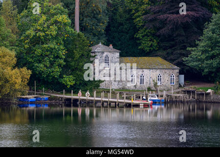 Derwent Derwent Insel Haus auf der Insel in der Nähe von Keswick auf Derwent Water im Nationalpark Lake District in Cumbria, England Stockfoto
