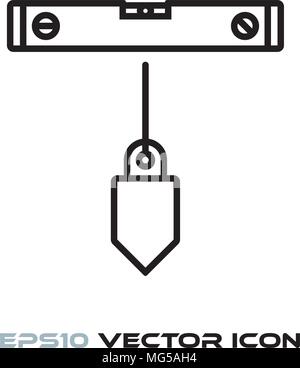 Wasserwaage und Plumb Bob flache Linie Symbol Vektor Stock Vektor