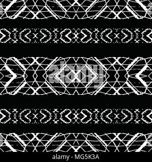 Digitale Kunst Technik Stil moderne abstrakte geometrische ethnischen oder Tribal Style Streifen Muster Design in den Farben Schwarz und Weiß Stock Vektor