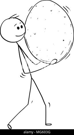 Cartoon von Mann, der großes Ei Stock Vektor