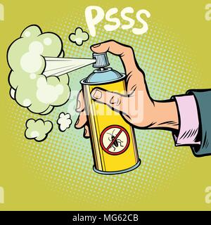 Schädlingsbekämpfung Spray gegen Kakerlaken. Comic cartoons Pop Art retro Vektor Illustration kitsch Zeichnung Stock Vektor