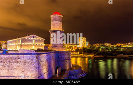 La Tour du Fanal in das Fort Saint-Jean in Marseille - Frankreich Stockfoto