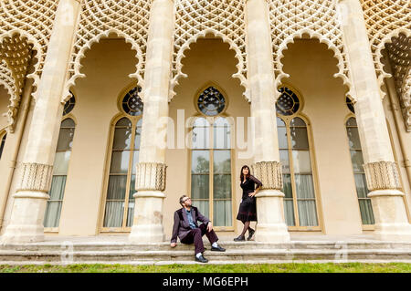 Die stattlichen Familie, Ehepaar Brett (links) und Rennie Sparks, im Brighton Dome. Stockfoto