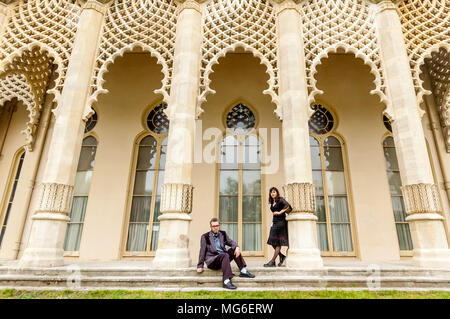 Die stattlichen Familie, Ehepaar Brett (links) und Rennie Sparks, im Brighton Dome. Stockfoto