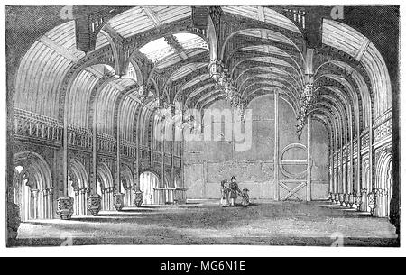 Das Innere von Crosby Halle befindet sich in einem historischen Gebäude in London. Die große Halle wurde in 1466 durch die Patria Sir John Crosby gebaut. Von 1483, dem Herzog von Gloucester, später Richard III., hatte die Bishopsgate Eigenschaft von der Witwe des ursprünglichen Besitzers mit der Halle wurde als einer von seinem London wohnungen verwendet. Bishopsgate, City of London, England Stockfoto