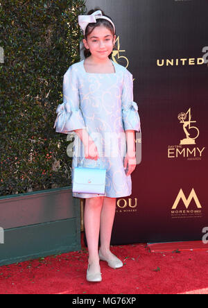 Pasadena, CA, USA. April 2018. 27. April 2018 - Pasadena, Kalifornien - Michaela Luci. 45. Jährliche Daytime Creative Arts Emmys Awards im Pasadena Civic Center. Foto: Birdie Thompson/AdMedia Stockfoto