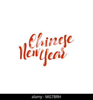 Das chinesische Neujahr Schriftzug. Typografie vektor Embleme text Design. Geeignet für Banner, Grußkarten. Stock Vektor