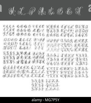 Mega set der Kalligrafie handgeschriebene Alphabet design Stock Vektor