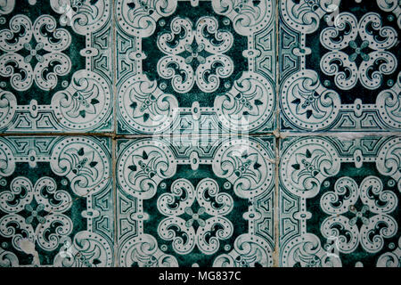 Azulejos, Portugiesisch enamaled Fliesen, Lissabon, Portugal Stockfoto