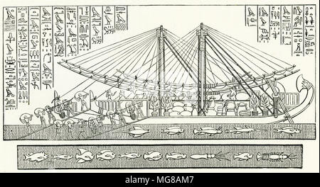 Gravur der Schiffe, die von Königin Hatschepsut im Alten Ägypten verwendet. Hatschepsut wird durch einige glaubten, die Adoptivmutter des Mose. Von einem ursprünglichen Gravur in der Ausgabe 1895 der Götzen in den Felsen, von Samuel Kinns Stockfoto