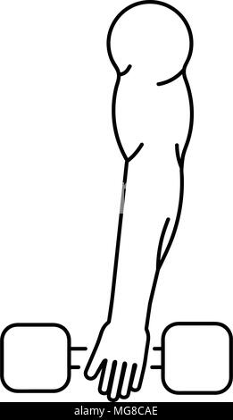 Hand mit Hanteln Symbol auf weißem Hintergrund Stock Vektor