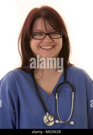 Frau Doktor, Lächeln, Porträt. Stockfoto