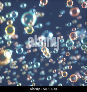 Bubbles gegen den blauen Hintergrund, Illustration. Stockfoto