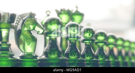 Schachfiguren an Bord. Stockfoto