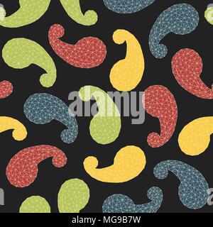 Polygonale paisley Hintergrund. Nahtlose Muster. Low-poly polygonalen Texturen. Zusammenfassung Hintergrund aus Dreiecken. Geometrische paisley Kulisse. Stock Vektor