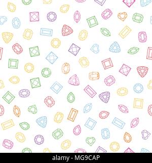 Diamond Cut formen. Nahtlose Muster. Herz, drop, Smaragd, oval, rund und andere Diamond Cut formen. Abstrakte handgezeichnete Muster mit Edelsteinen. Pfingstmontag Stock Vektor