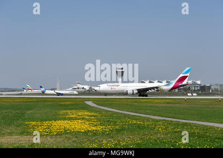 A330, A330-200, 200, A330, Eurowings, Roll Out, Turm, Übersicht, Airbus, Flugzeuge, Flugzeug, Flugzeug, Flughafen München, München, Deutschland, Stockfoto