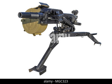 Automatische Granatwerfer isoliert auf weißem Hintergrund Stockfoto