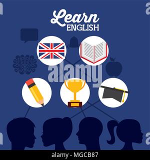 Englisch design Lernen, vector eps Abbildung 10 Grafik Stock Vektor