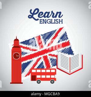 Englisch design Lernen, vector eps Abbildung 10 Grafik Stock Vektor