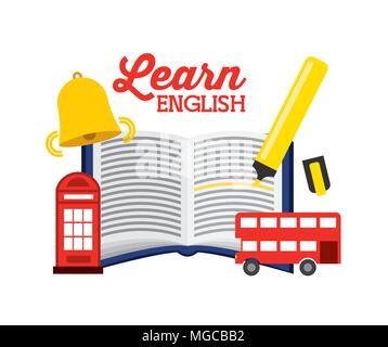Englisch design Lernen, vector eps Abbildung 10 Grafik Stock Vektor