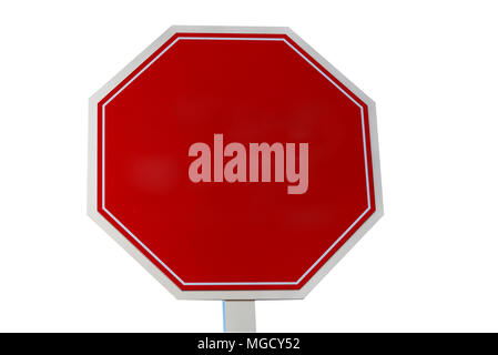 Eine leere rote STOP-Zeichen auf weißem Hintergrund Stockfoto