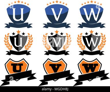 Emblem Star Ribbon Schild Ersteinrichtung Stock Vektor
