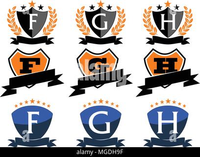 Emblem Star Ribbon Schild Ersteinrichtung Stock Vektor