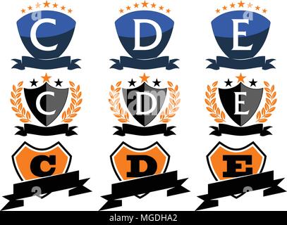 Emblem Star Ribbon Schild Ersteinrichtung Stock Vektor