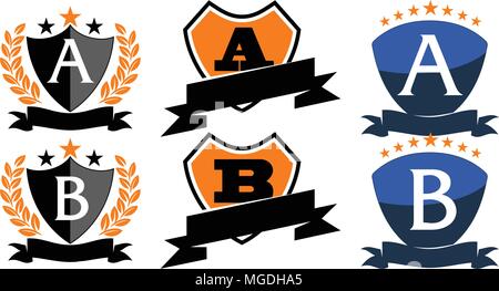 Emblem Star Ribbon Schild Ersteinrichtung Stock Vektor