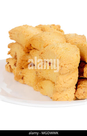 Süße Mandel Cookies isoliert auf weißem Hintergrund. Stockfoto