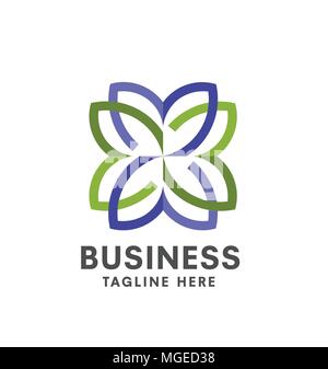 Bunte Blume outline logo Vorlage. Floral illusion Logo. Minimale floral Logo. Bunte Blume. Business Logo Vorlage. Blume Umrisse Symbol. Stock Vektor